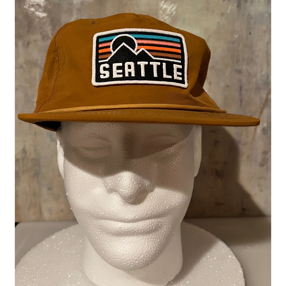 Legacy Seattle Trucker Hat Mens OSFA Brown Excellent Retro Patch Rope Snapback